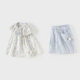 Dave&Bella Summer Toddler Girls Floral Print Short Sleeve Daily Top Shots Sets