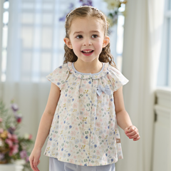 Dave&Bella Summer Toddler Girls Floral Print Short Sleeve Daily Top Shots Sets