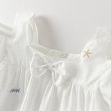 Dave&Bella Summer Toddler Girls White Elegant Soft Cotton Casual Outfit Sets