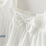 Dave&Bella Summer Toddler Girls White Elegant Soft Cotton Casual Outfit Sets
