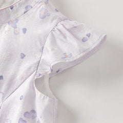 Dave&Bella Summer Toddler Girls Purple Pink Floral Chinese-style Top Mesh Skirt Suits