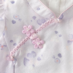 Dave&Bella Summer Toddler Girls Purple Pink Floral Chinese-style Top Mesh Skirt Suits