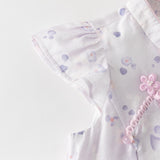 Dave&Bella Summer Toddler Girls Purple Pink Floral Chinese-style Top Mesh Skirt Suits