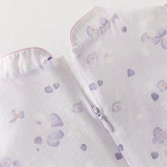 Dave&Bella Summer Toddler Girls Purple Pink Floral Chinese-style Top Mesh Skirt Suits