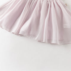 Dave&Bella Summer Toddler Girls Purple Pink Floral Chinese-style Top Mesh Skirt Suits