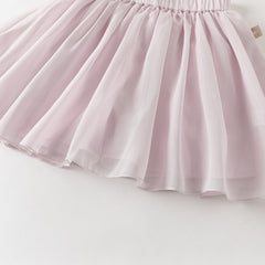 Dave&Bella Summer Toddler Girls Purple Pink Floral Chinese-style Top Mesh Skirt Suits