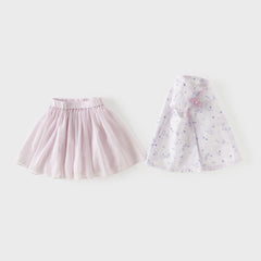 Dave&Bella Summer Toddler Girls Purple Pink Floral Chinese-style Top Mesh Skirt Suits