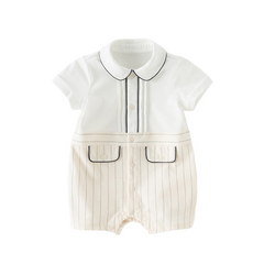 Dave&Bella Summer Baby Boys Beige Breathable Comfortable Indoor Cotton Rompers