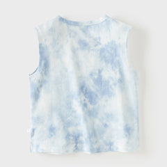 Dave&Bella Summer Toddler Boys Sea Blue Blending Print Breathable Tank