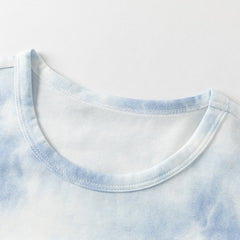 Dave&Bella Summer Toddler Boys Sea Blue Blending Print Breathable Tank