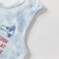 Dave&Bella Summer Toddler Boys Sea Blue Blending Print Breathable Tank