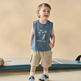 Dave&Bella Summer Toddler Boys Cute Print Blue/Grey Sleeveless Stretchable Tank Tops