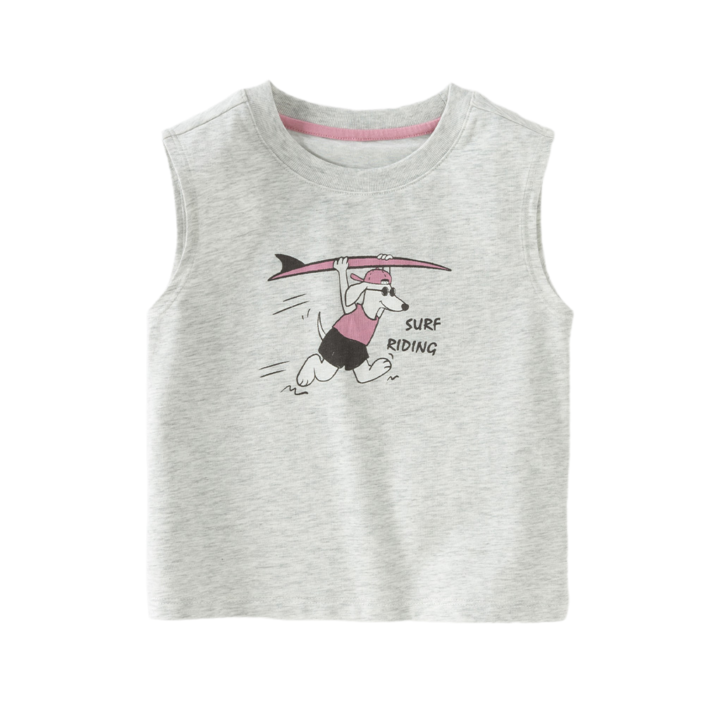 Dave&Bella Summer Toddler Boys Cute Print Blue/Grey Sleeveless Stretchable Tank Tops