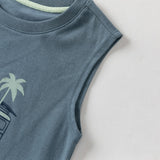 Dave&Bella Summer Toddler Boys Cute Print Blue/Grey Sleeveless Stretchable Tank Tops