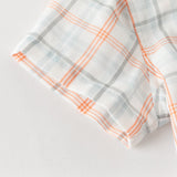 Dave&Bella Summer Toddler Boys Preppy Orange Red Plaid Bow Tie Formal Shirts