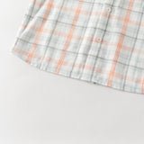 Dave&Bella Summer Toddler Boys Preppy Orange Red Plaid Bow Tie Formal Shirts