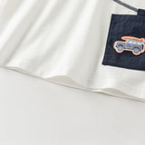 Dave&Bella Summer Toddler Boys White Design Cotton Soft Breathable Round Collar T-Shirt