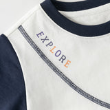 Dave&Bella Summer Toddler Boys White Design Cotton Soft Breathable Round Collar T-Shirt