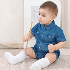 Dave&Bella Baby Boys Summer Fashion Denim Blue Casual Sun Protection denim Rompers