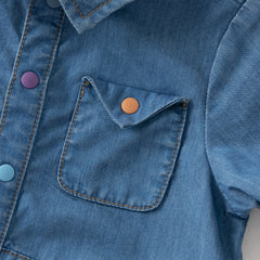 Dave&Bella Baby Boys Summer Fashion Denim Blue Casual Sun Protection denim Rompers