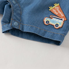 Dave&Bella Baby Boys Summer Fashion Denim Blue Casual Sun Protection denim Rompers