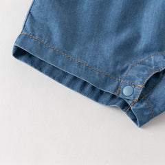 Dave&Bella Baby Boys Summer Fashion Denim Blue Casual Sun Protection denim Rompers