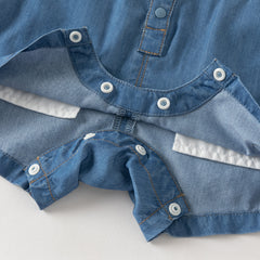 Dave&Bella Baby Boys Summer Fashion Denim Blue Casual Sun Protection denim Rompers