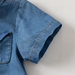 Dave&Bella Baby Boys Summer Fashion Denim Blue Casual Sun Protection denim Rompers