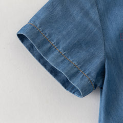 Dave&Bella Baby Boys Summer Fashion Denim Blue Casual Sun Protection denim Rompers