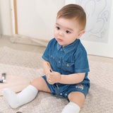 Dave&Bella Baby Boys Summer Fashion Denim Blue Casual Sun Protection denim Rompers