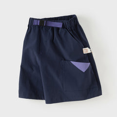 Dave&Bella Summer Kids Boys Comfortable Navy Blue/Khaki Straight-leg Wide Shorts