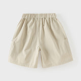 Dave&Bella Summer Kids Boys Comfortable Navy Blue/Khaki Straight-leg Wide Shorts