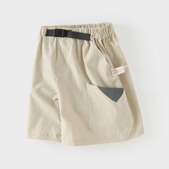 Dave&Bella Summer Kids Boys Comfortable Navy Blue/Khaki Straight-leg Wide Shorts
