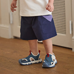 Dave&Bella Summer Kids Boys Comfortable Navy Blue/Khaki Straight-leg Wide Shorts