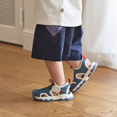 Dave&Bella Summer Kids Boys Comfortable Navy Blue/Khaki Straight-leg Wide Shorts