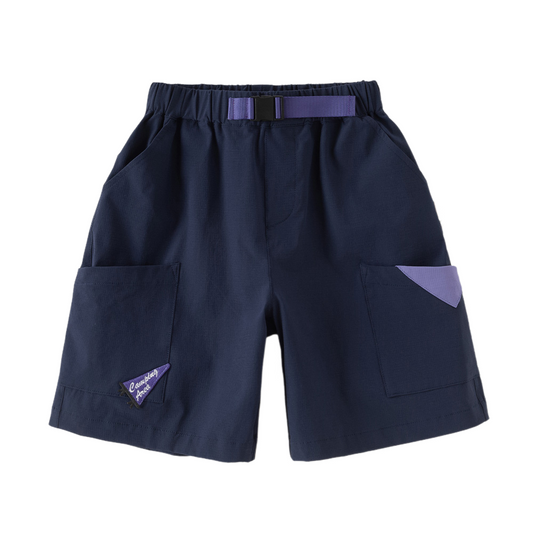 Dave&Bella Summer Kids Boys Comfortable Navy Blue/Khaki Straight-leg Wide Shorts