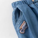 Dave&Bella Toddler Boys Summer Stylish Denim Blue Lightweight Loose Versatile Jeans