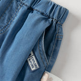 Dave&Bella Toddler Boys Summer Stylish Denim Blue Lightweight Loose Versatile Jeans
