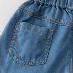Dave&Bella Toddler Boys Summer Stylish Denim Blue Lightweight Loose Versatile Jeans