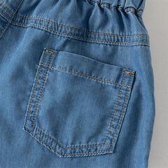 Dave&Bella Toddler Boys Summer Stylish Denim Blue Lightweight Loose Versatile Jeans