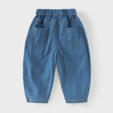 Dave&Bella Toddler Boys Summer Stylish Denim Blue Lightweight Loose Versatile Jeans