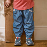 Dave&Bella Toddler Boys Summer Stylish Denim Blue Lightweight Loose Versatile Jeans