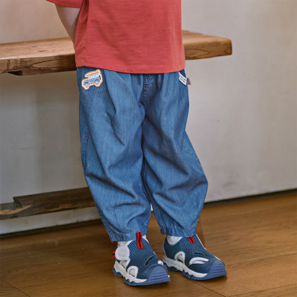 Dave&Bella Toddler Boys Summer Stylish Denim Blue Lightweight Loose Versatile Jeans