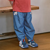Dave&Bella Toddler Boys Summer Stylish Denim Blue Lightweight Loose Versatile Jeans