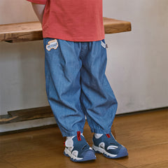Dave&Bella Toddler Boys Summer Stylish Denim Blue Lightweight Loose Versatile Jeans