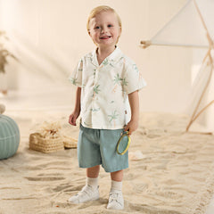 Dave&Bella Toddler Boys Summer Coconut Tree Print Shirt Short Holiday Outfit Sets