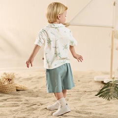 Dave&Bella Toddler Boys Summer Coconut Tree Print Shirt Short Holiday Outfit Sets