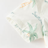 Dave&Bella Toddler Boys Summer Coconut Tree Print Shirt Short Holiday Outfit Sets