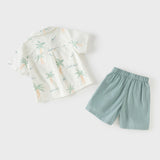 Dave&Bella Toddler Boys Summer Coconut Tree Print Shirt Short Holiday Outfit Sets