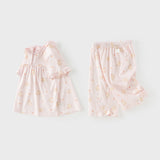 Dave&Bella Summer Toddler Girls Sweet Pink Print Short Sleeve Lightweight Cooling Pajamas